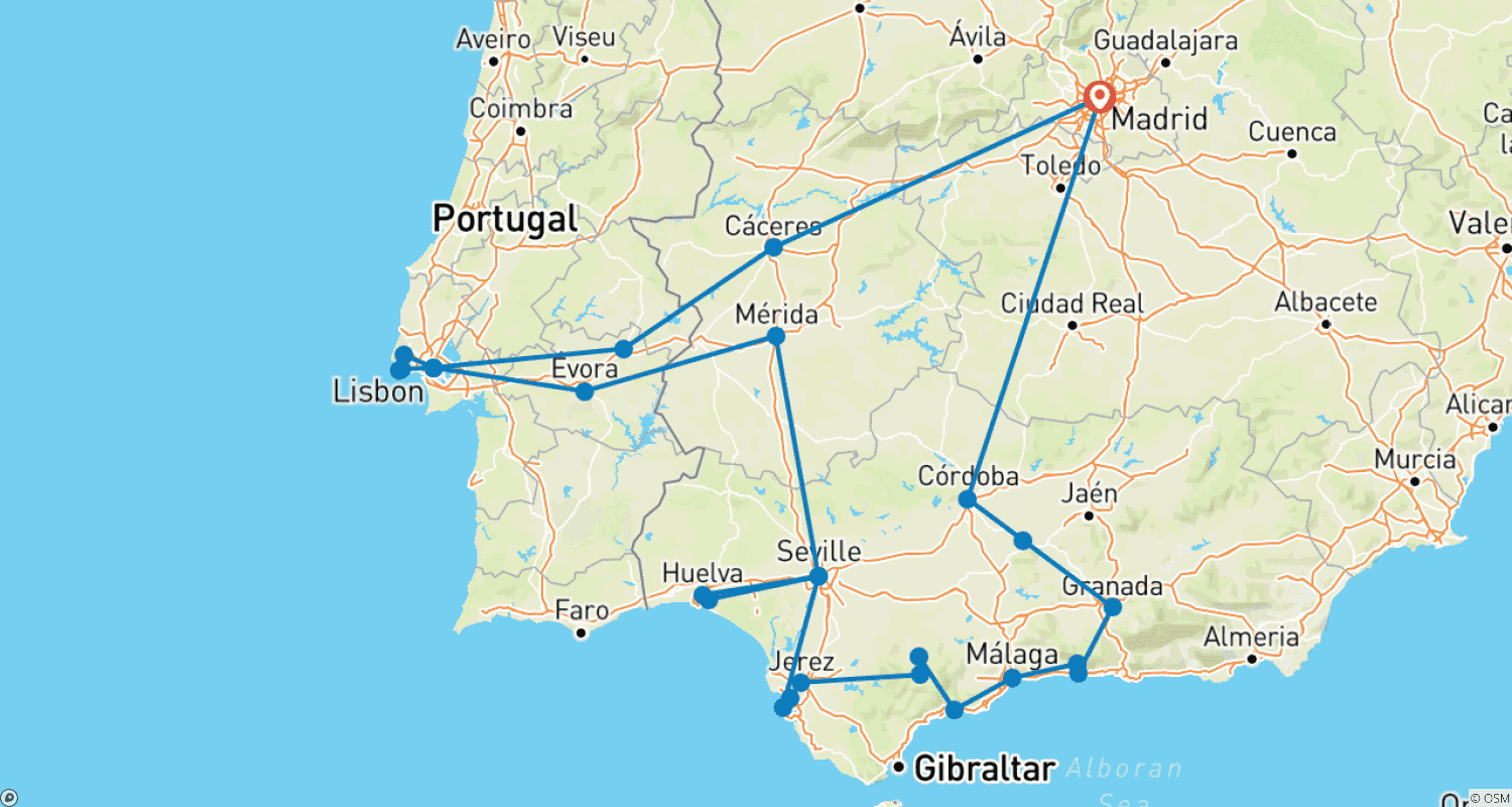 Andalusian Soul with Portugalのルートマップ