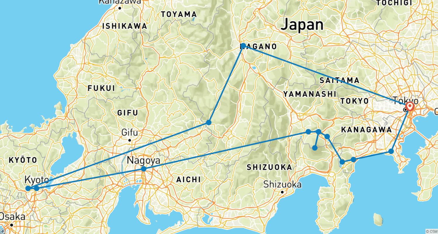 خريطة مسار Corners of Japan with Mount Fuji