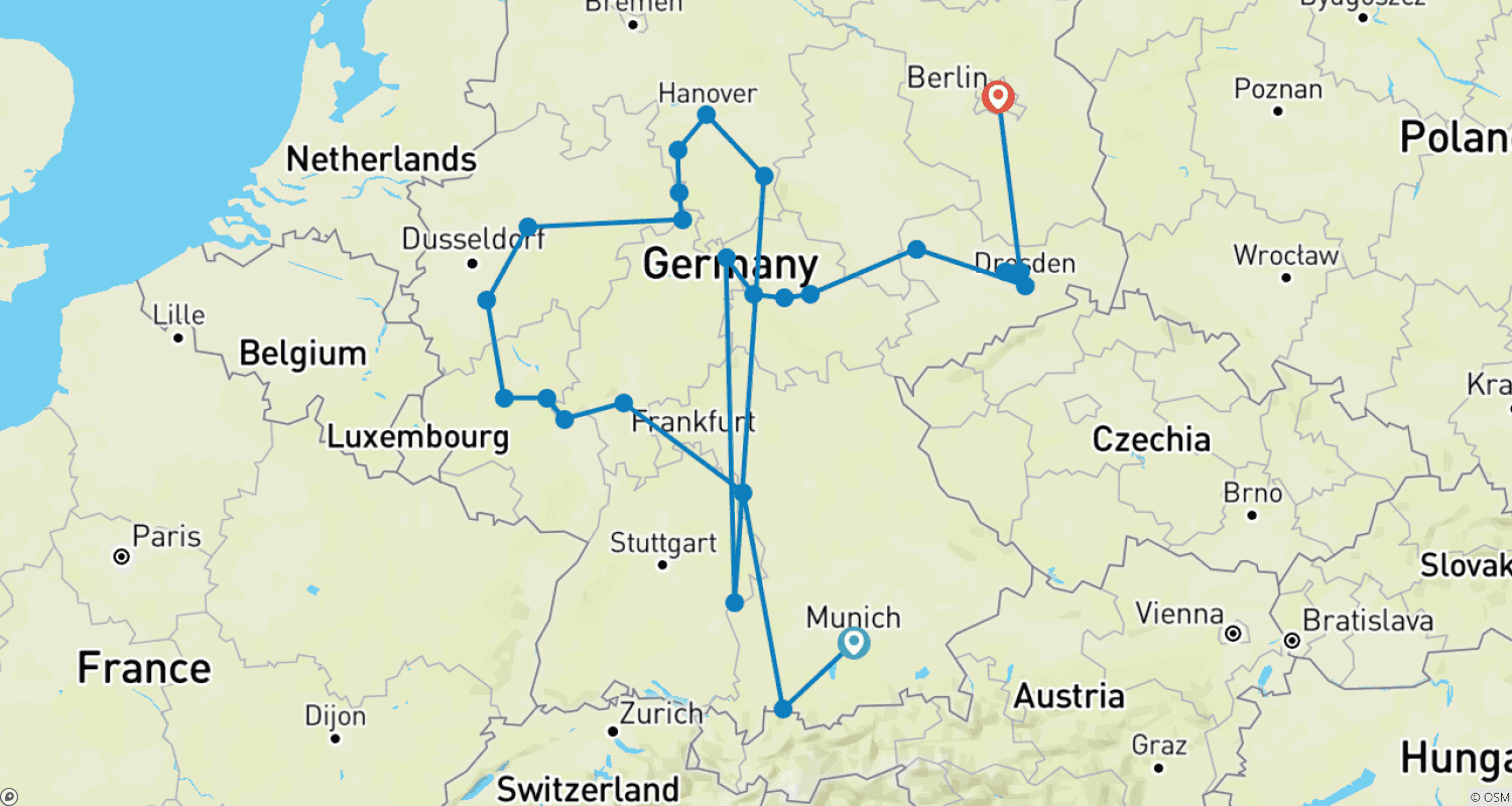 Mapa trasy: From Bavaria to Berlin