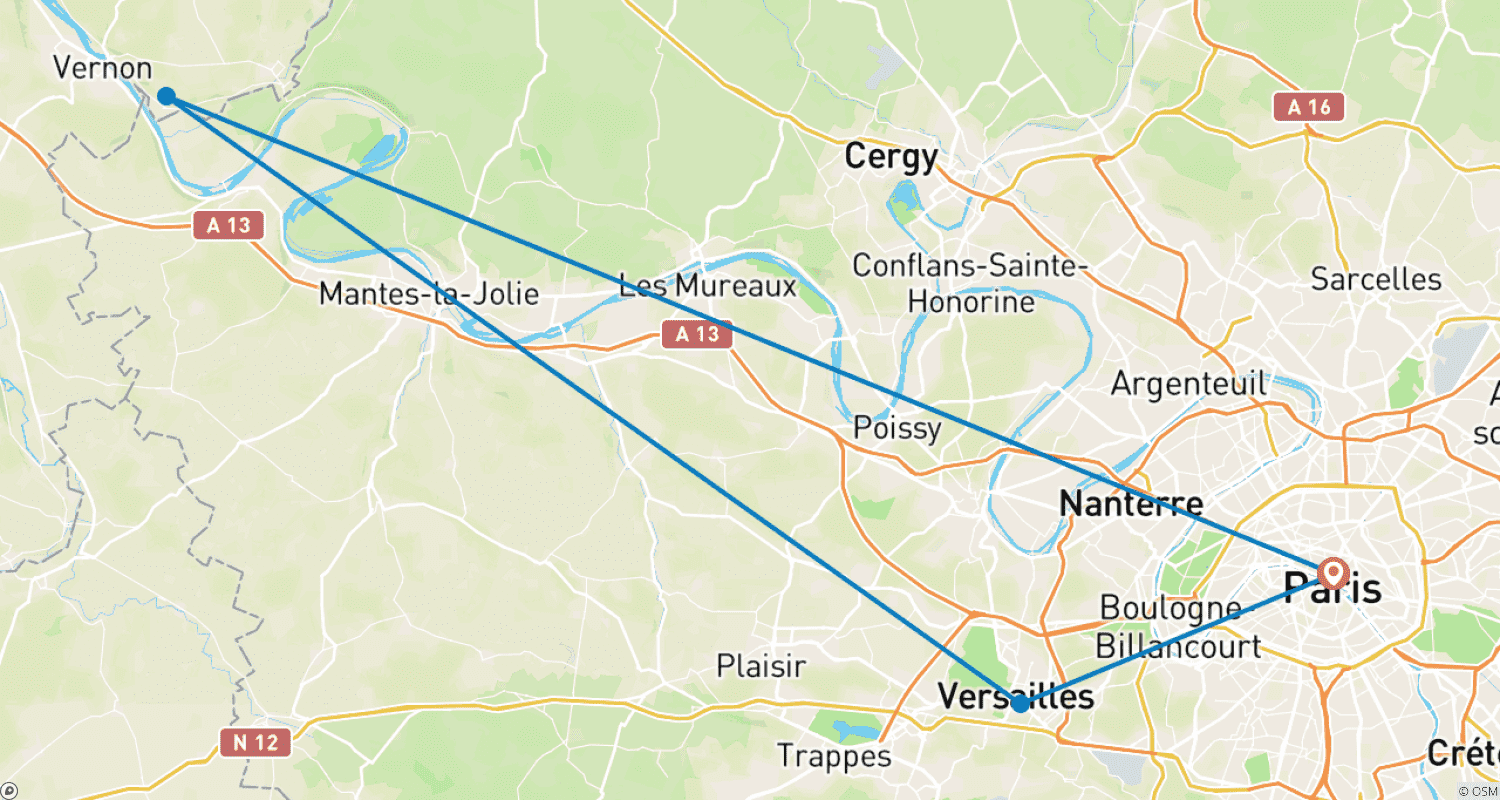 Mapa trasy: 5-Day Paris & Surroundings: 4-Night Multiday Package
