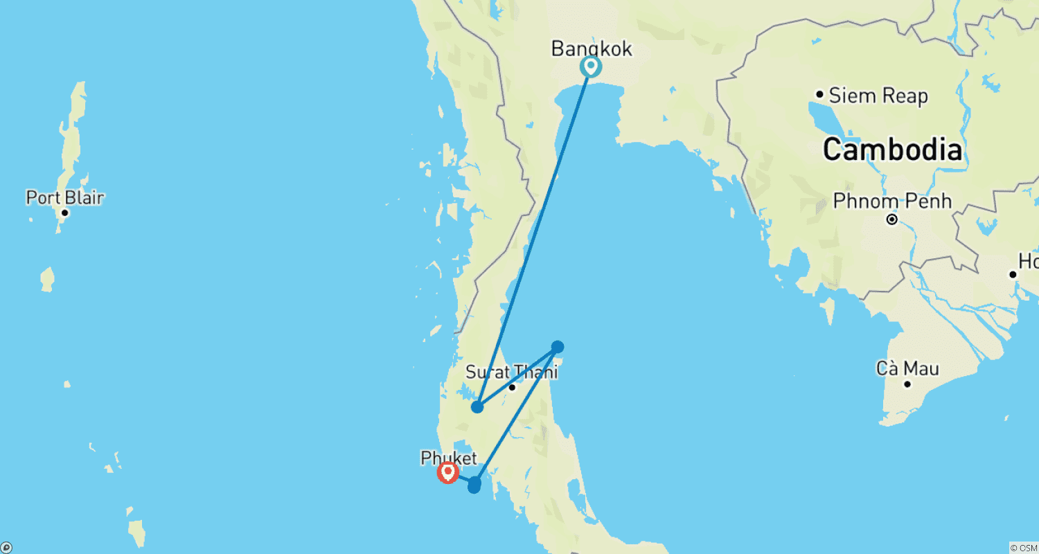 Mapa trasy: Totally Thailand - 13 days