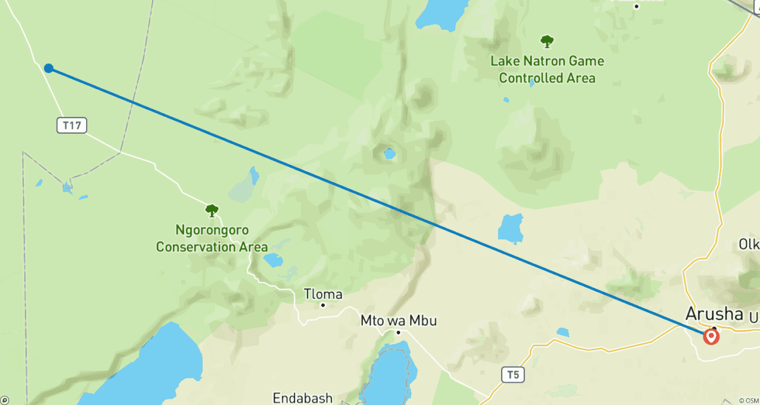 Mapa trasy: 4 Dni Wszystko o Wielkiej Rocznej Migracji Gnu