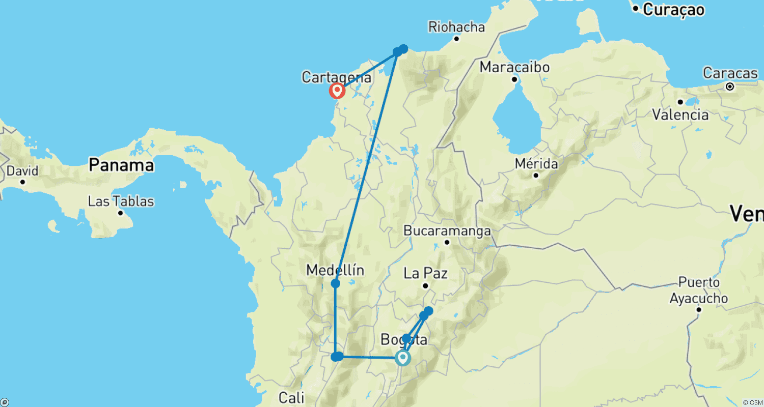 خريطة مسار Highlights of Colombia - 11 days