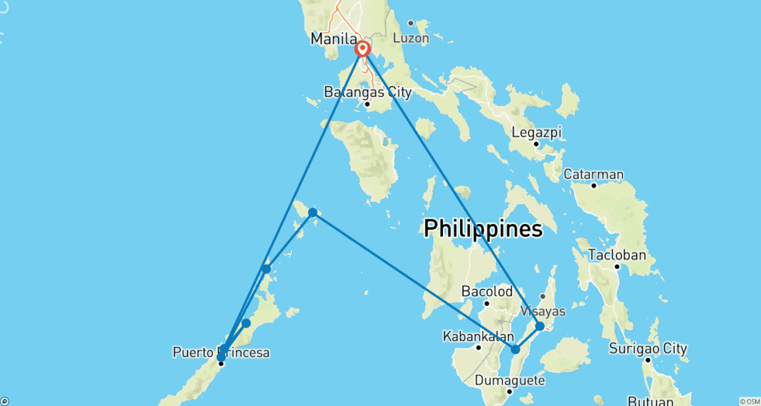 خريطة مسار Highlights of the Philippines Adventure - 17 days