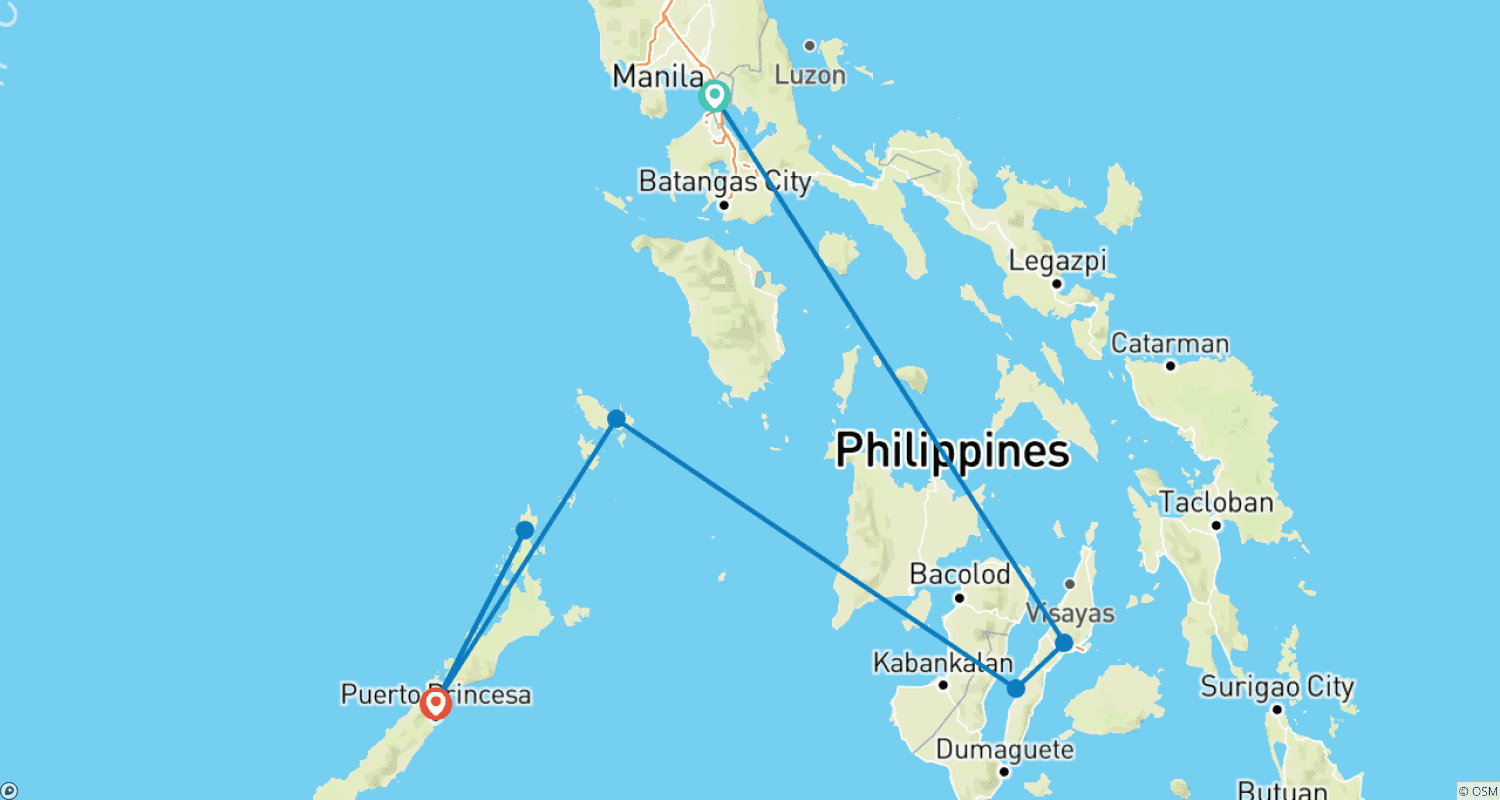 خريطة مسار Philippine Islands Adventure - 13 days