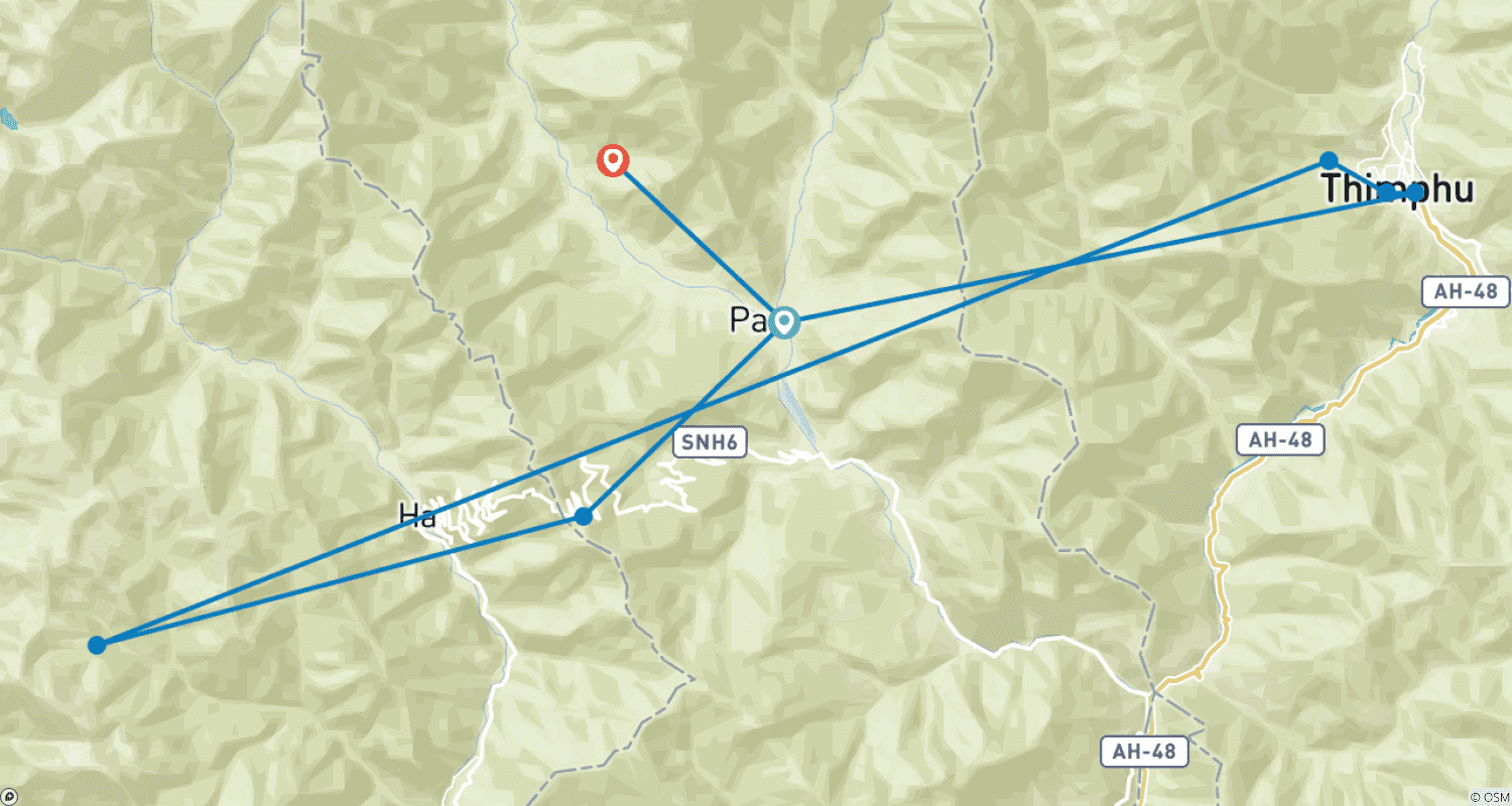 خريطة مسار Bhutan Tour With Haa Valley (7D|6N)