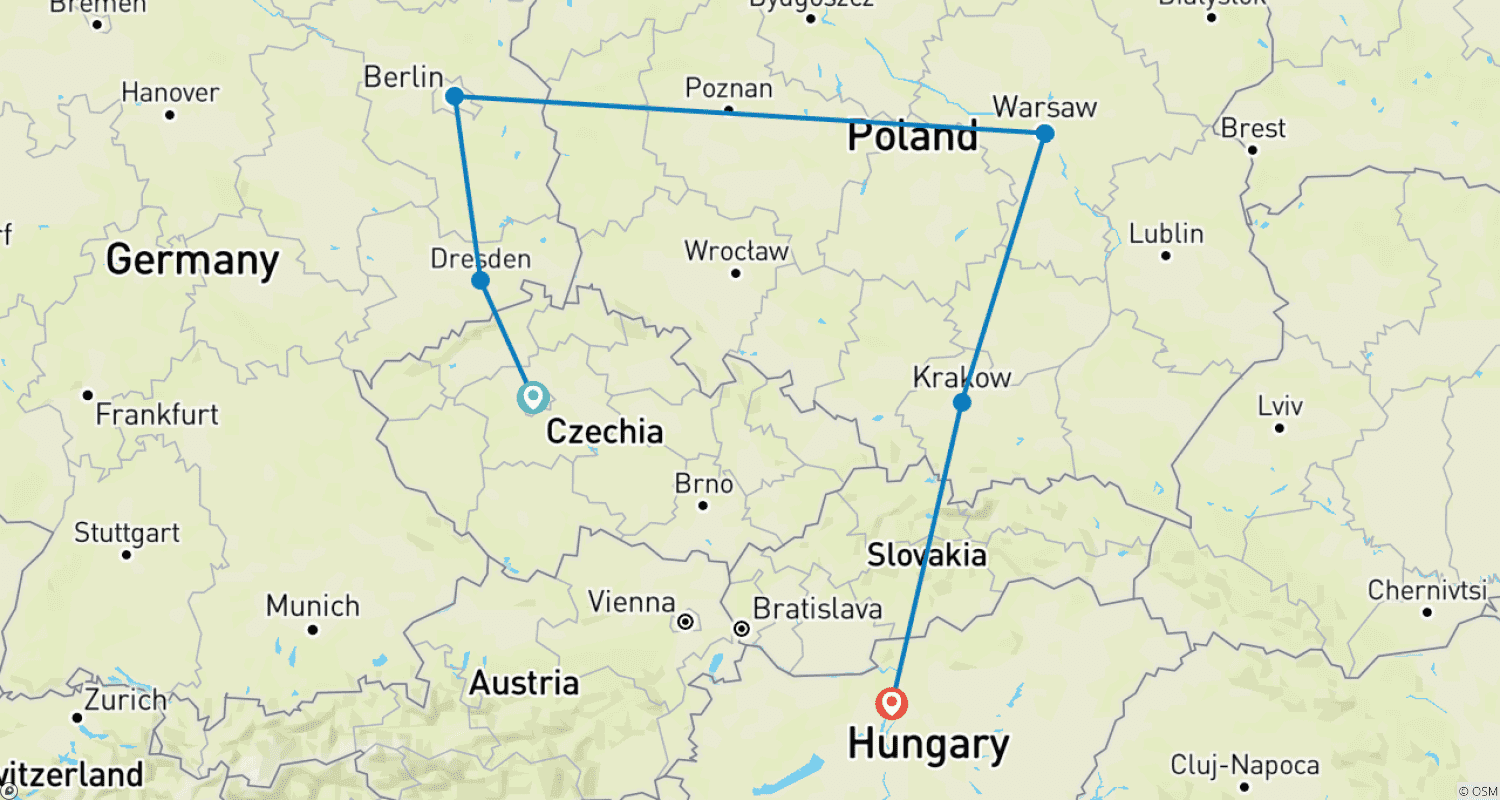 Eastern Europe Escapade 2026のルートマップ