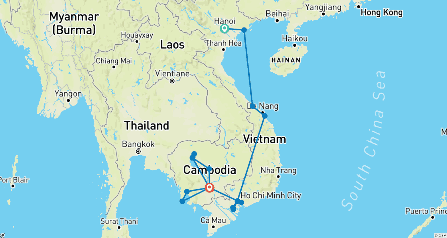 一人旅気分で巡るベトナム＆カンボジアのルートマップ