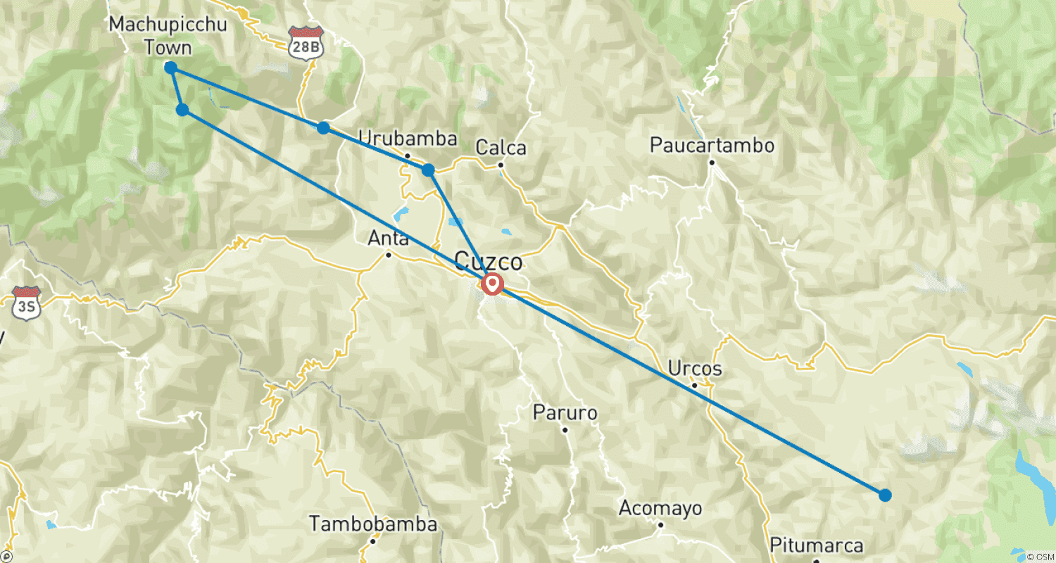 Mapa trasy: Express Peru with Machu Picchu by Train