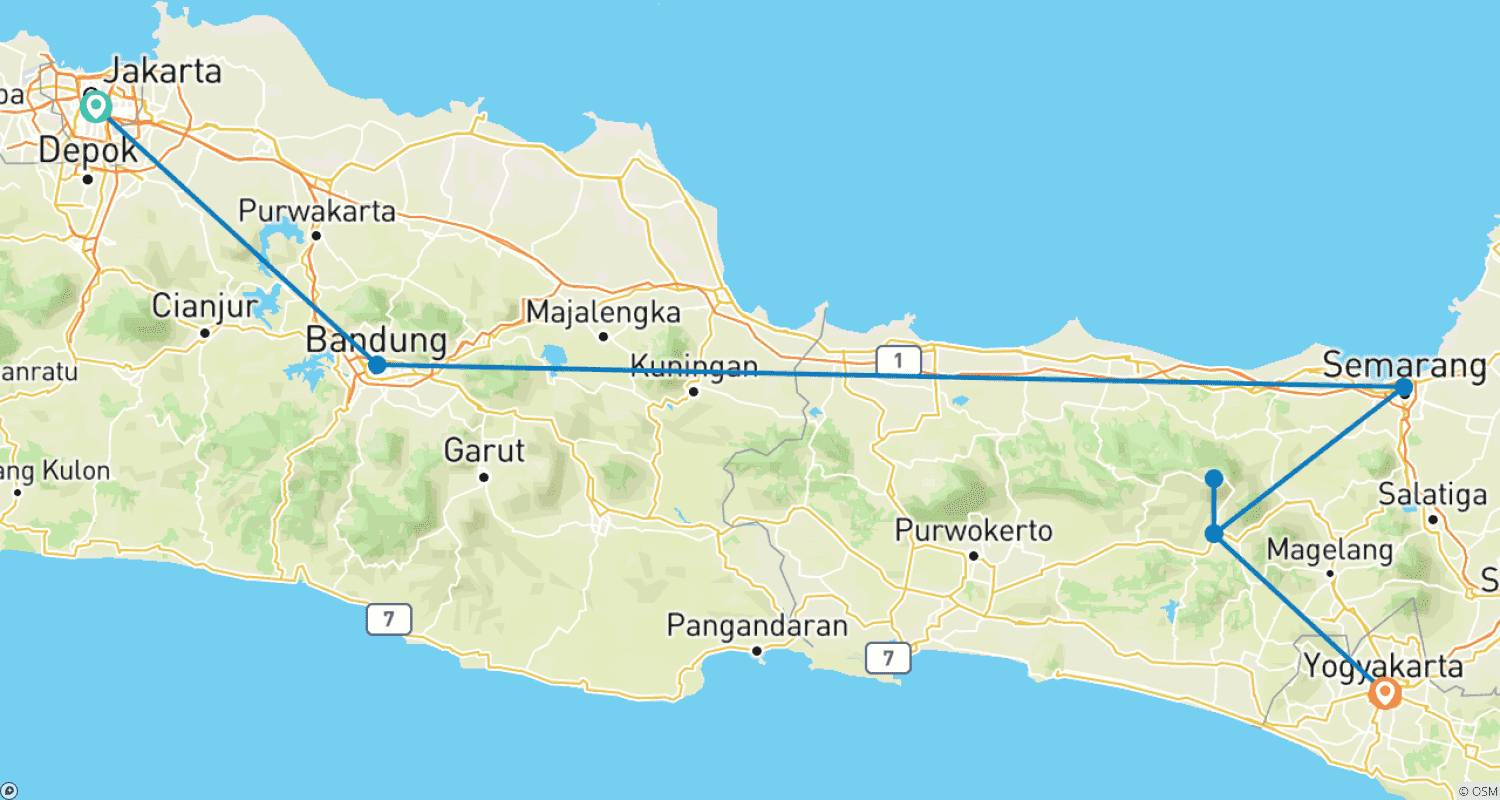 Mapa trasy: Highlights of Java: Temples & The Dieng Plateau