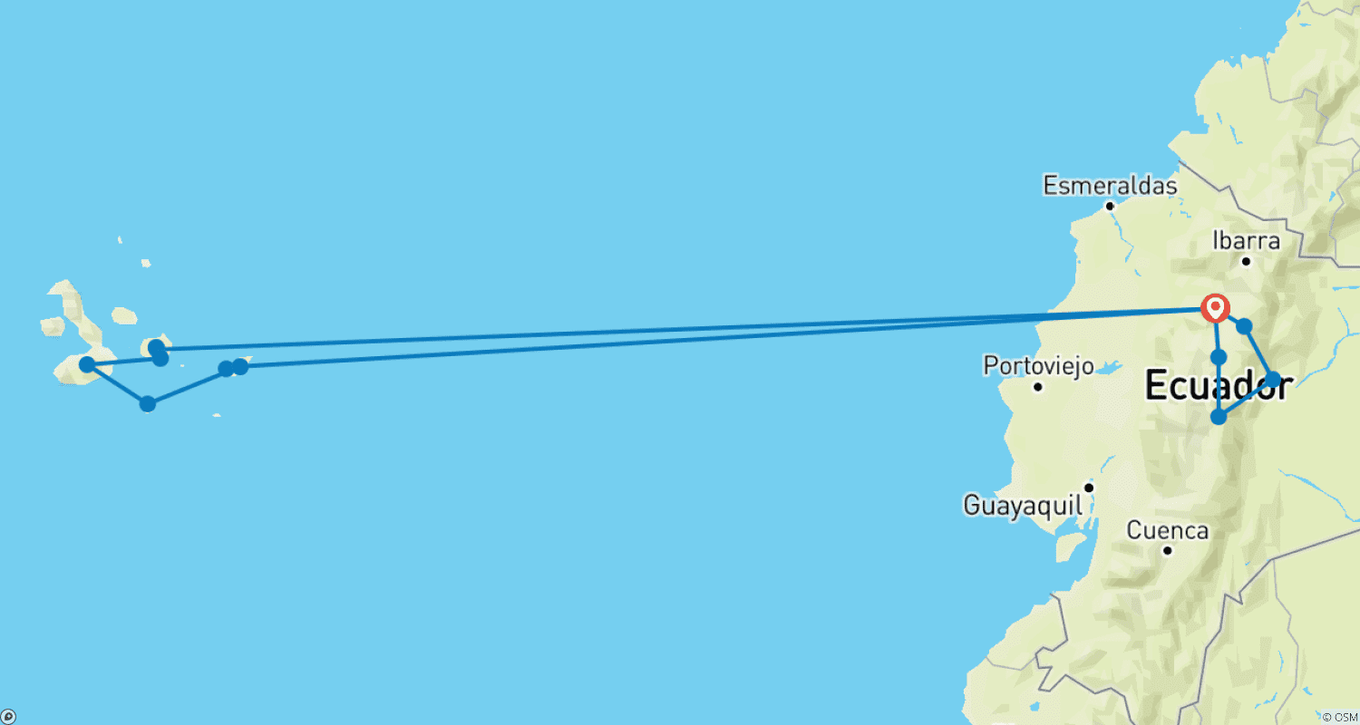Mapa trasy: Solo-ish Ecuador & Galapagos