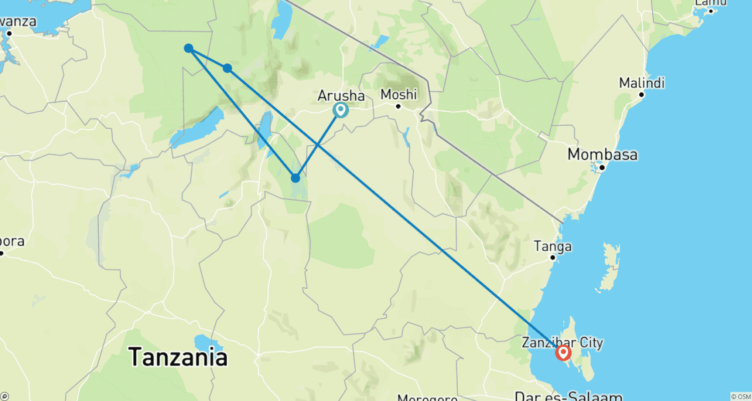 Mapa trasy: Plemiona, Wulkany, Dzika Przyroda i Plaża