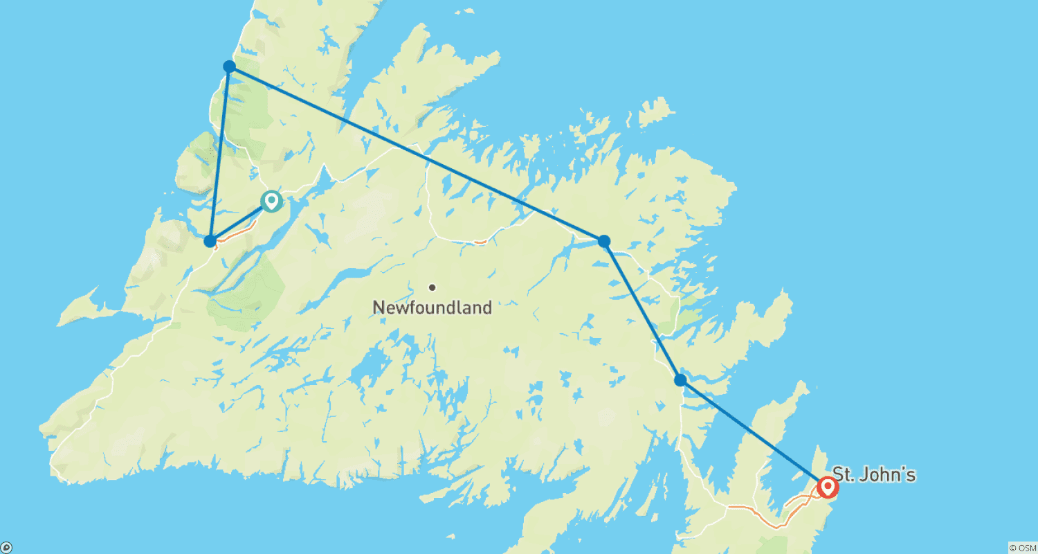 خريطة مسار Discover Newfoundland: A Scenic Self-Drive Adventure