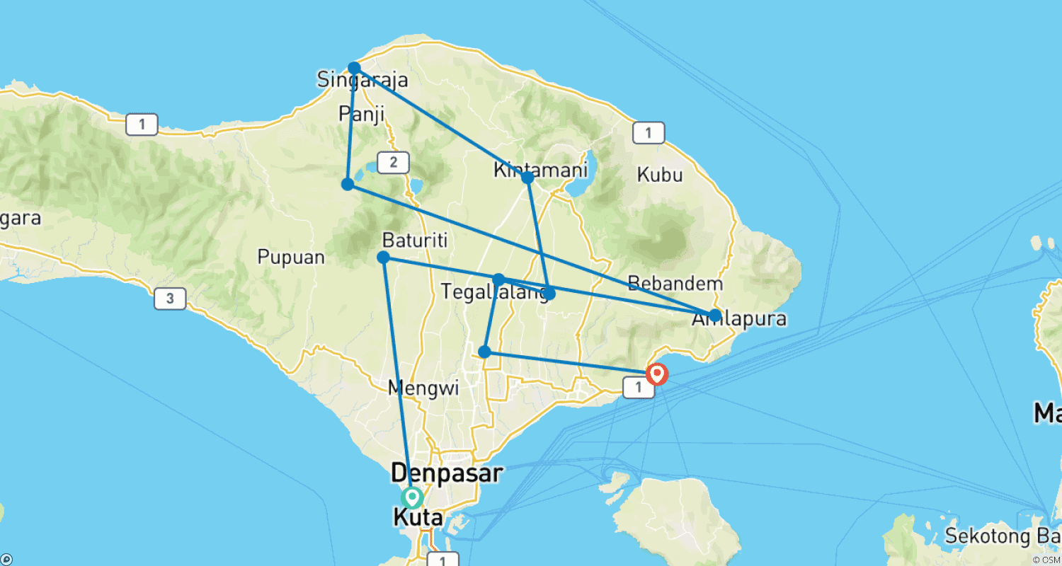 Mapa trasy: Indonesia: Bali Adventure