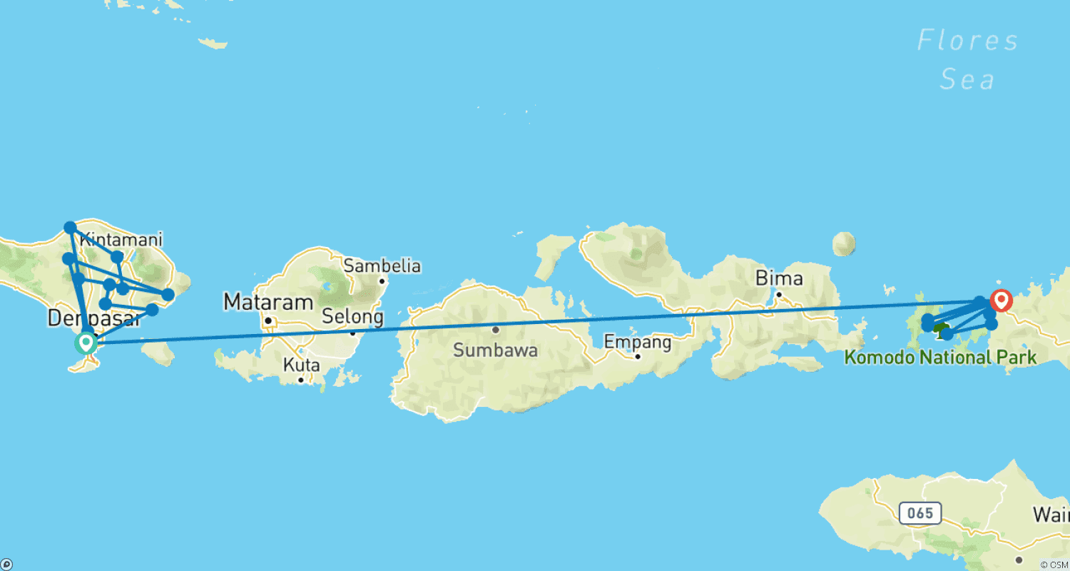 Mapa trasy: Indonezja: Bali i Wyspa Komodo