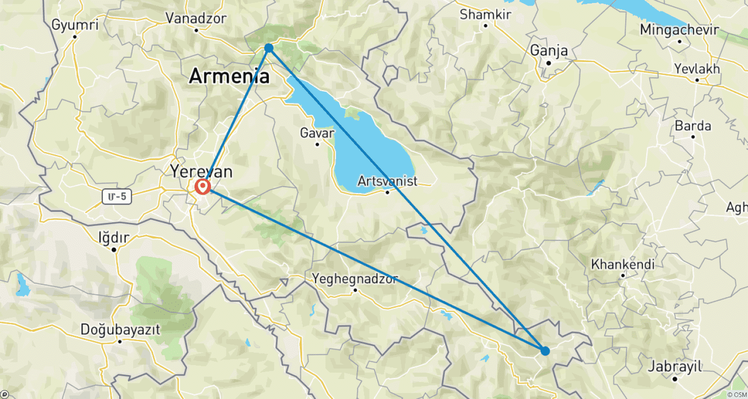 Mapa trasy: Odkrywanie Armenii