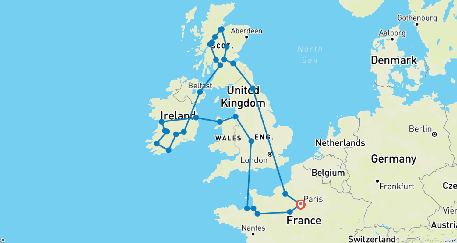 Mapa trasy: British Isles with Brittany