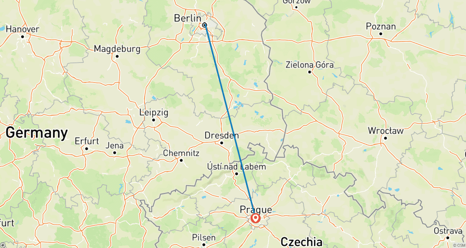 Mapa trasy: 7 Day Berlin And Prague By Train