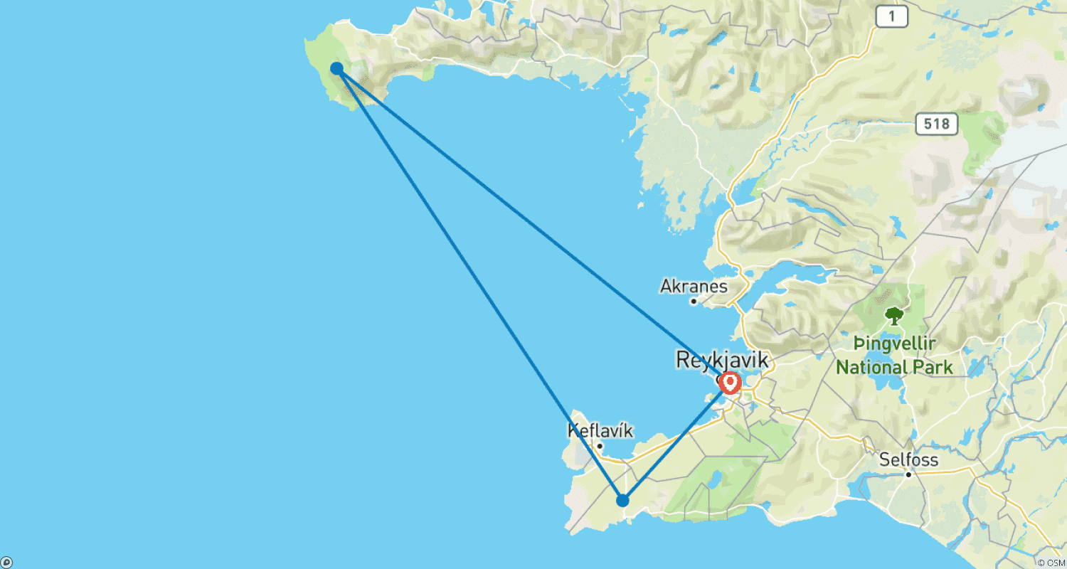 Mapa trasy: Zaskakująca Islandia