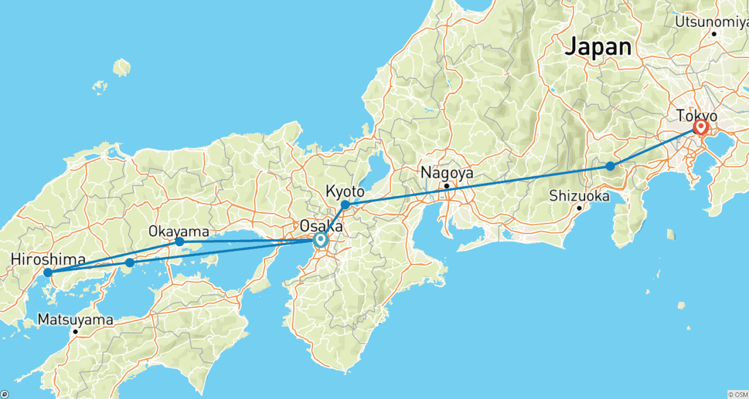 Mapa do percurso de Aromas of Japan 2026