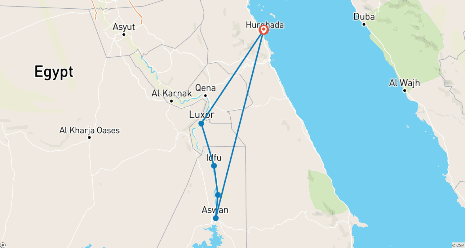 خريطة مسار 8 Days Hurghada and Nile Cruise Vacation