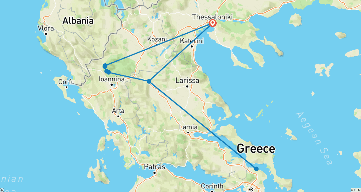 Mapa do percurso de The Great Northern Traverse: Discover Meteora, Zagori And Prespes