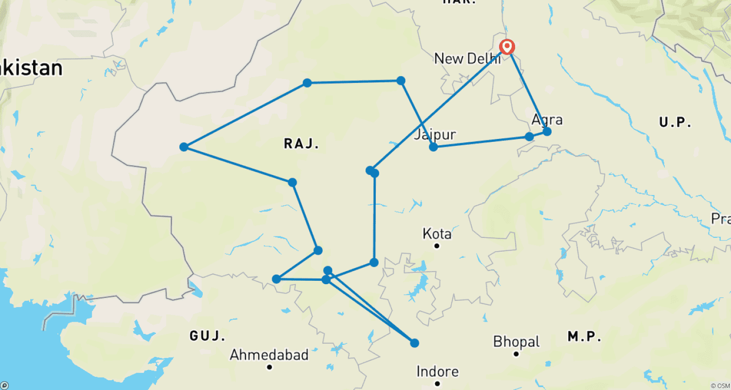 Mapa trasy: Luxury Northern India Trails