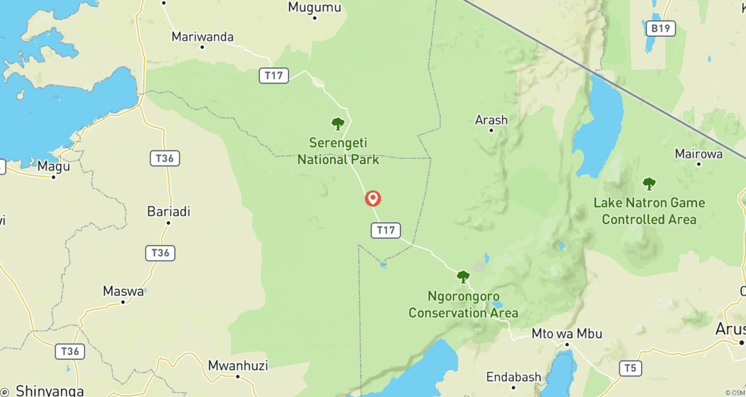 Mapa do percurso de Safari de Balão de Ar Quente no Serengeti (1 Dia)