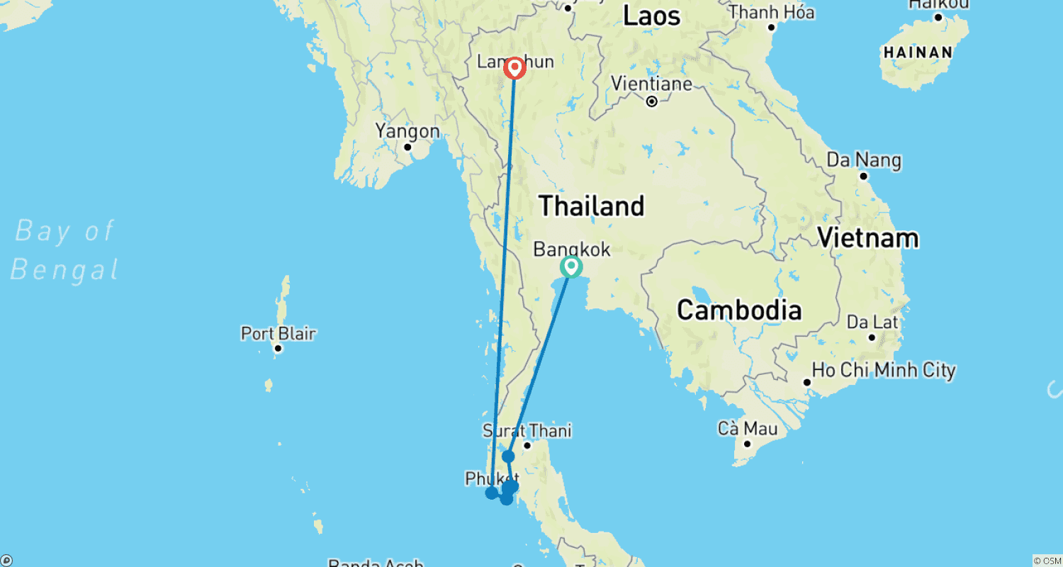 Mapa trasy: Thailand Adventure