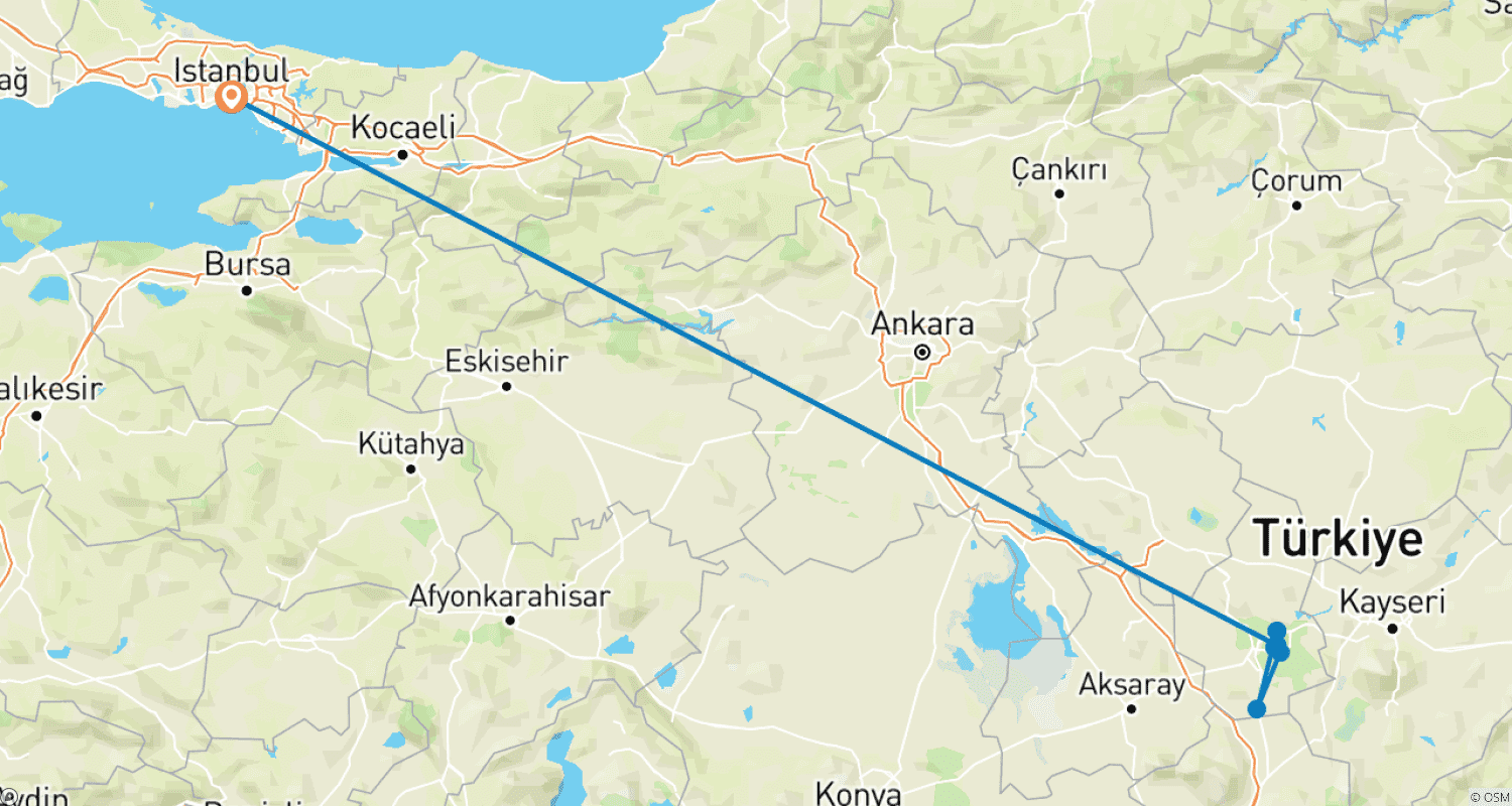 Mapa trasy: Istanbul & Cappadocia Express - 5 days