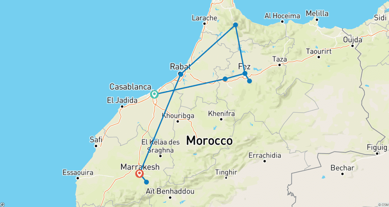 Mapa trasy: Highlights of Morocco