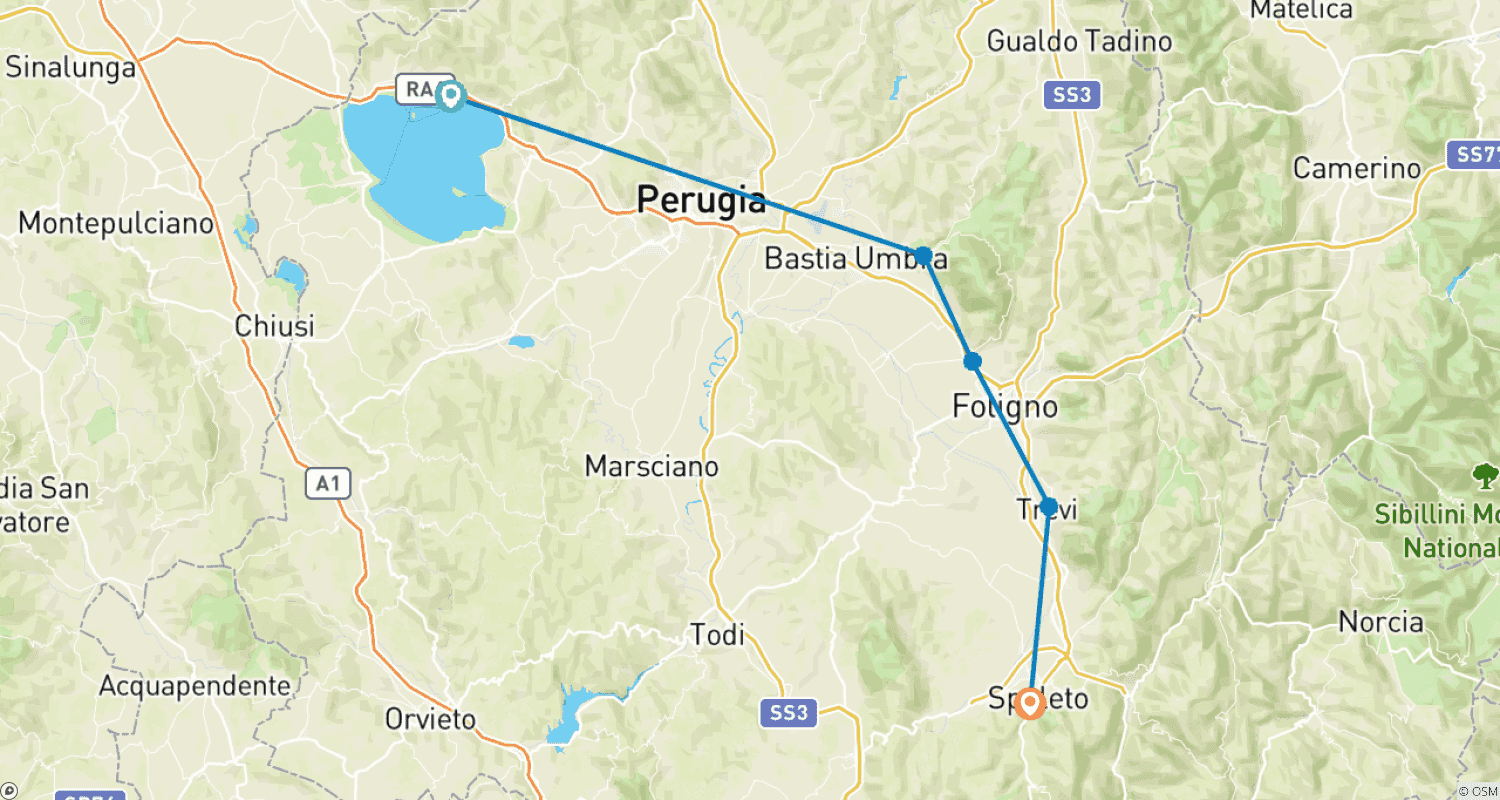 Mapa trasy: Umbria – Zielone Serce Włoch