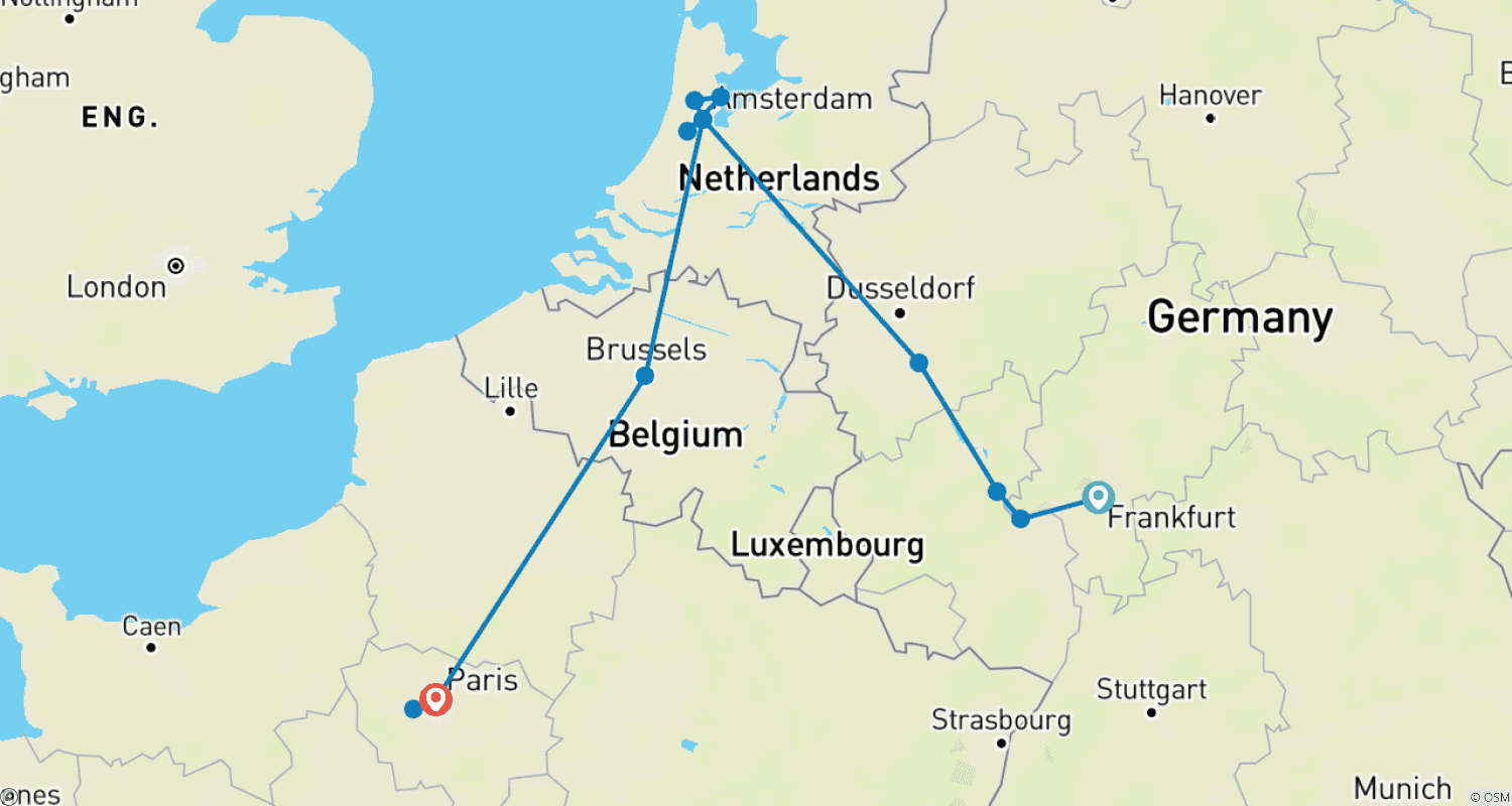 From Frankfurt to Parisのルートマップ