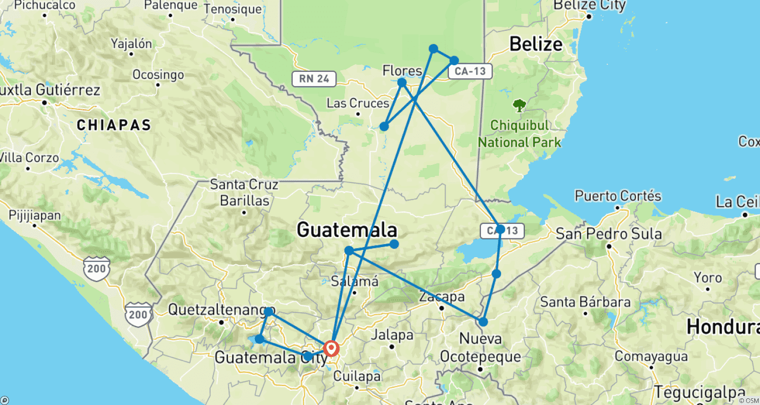 خريطة مسار Amazing Guatemala - Share tour
