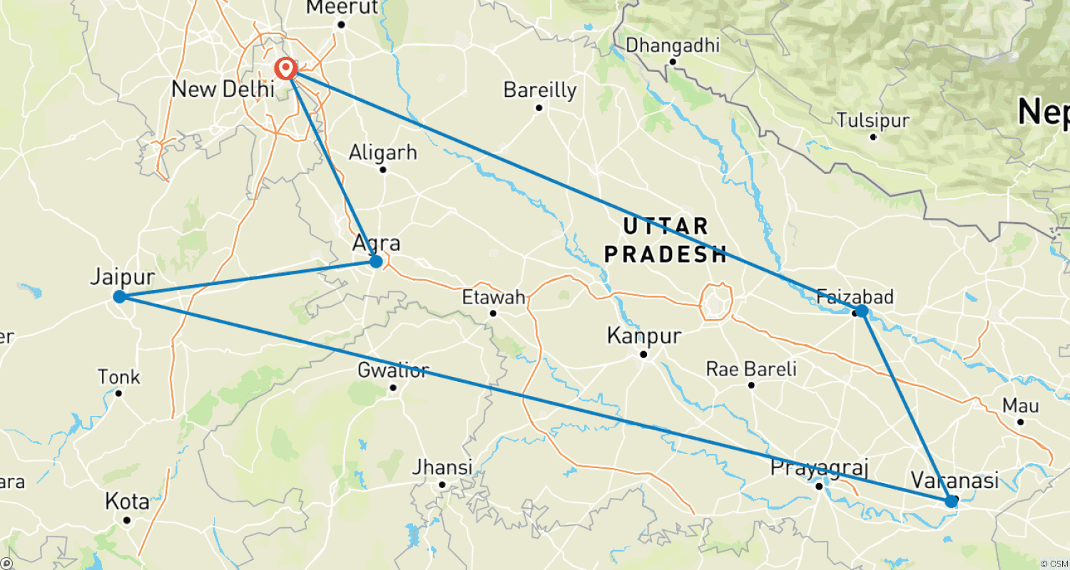 خريطة مسار "Diwali Wonders: A Festive Journey Through India"