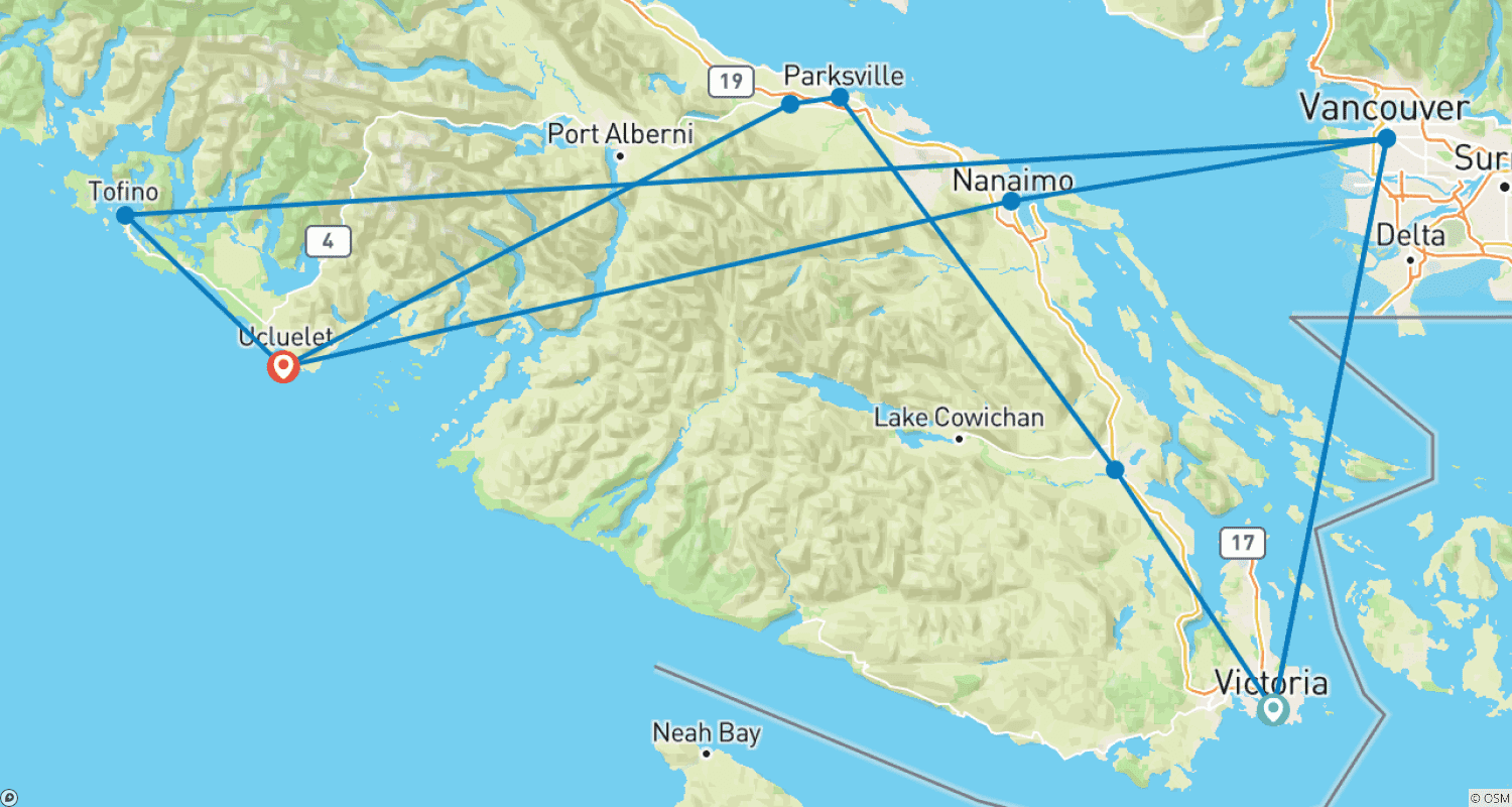 Mapa trasy: Vancouver Island Explorer