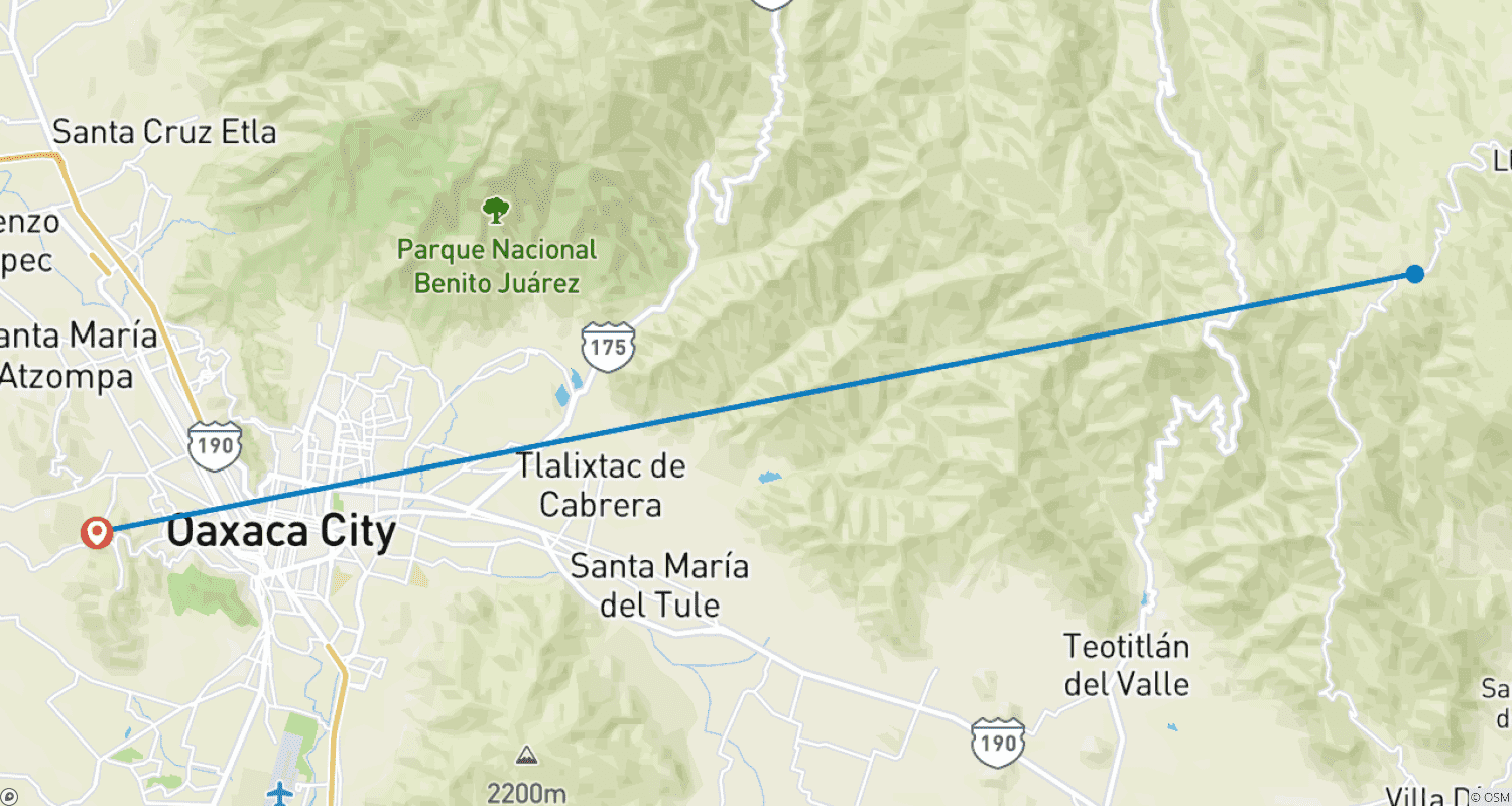 Mapa do percurso de Maravilhas de Llano Grande & Cuajimoloyas 3 Dias/2 Noites