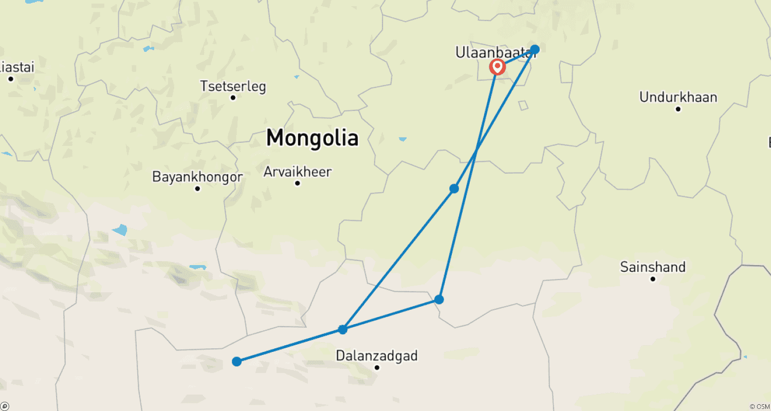 Mapa trasy: Gobi Tour 7D 6N
