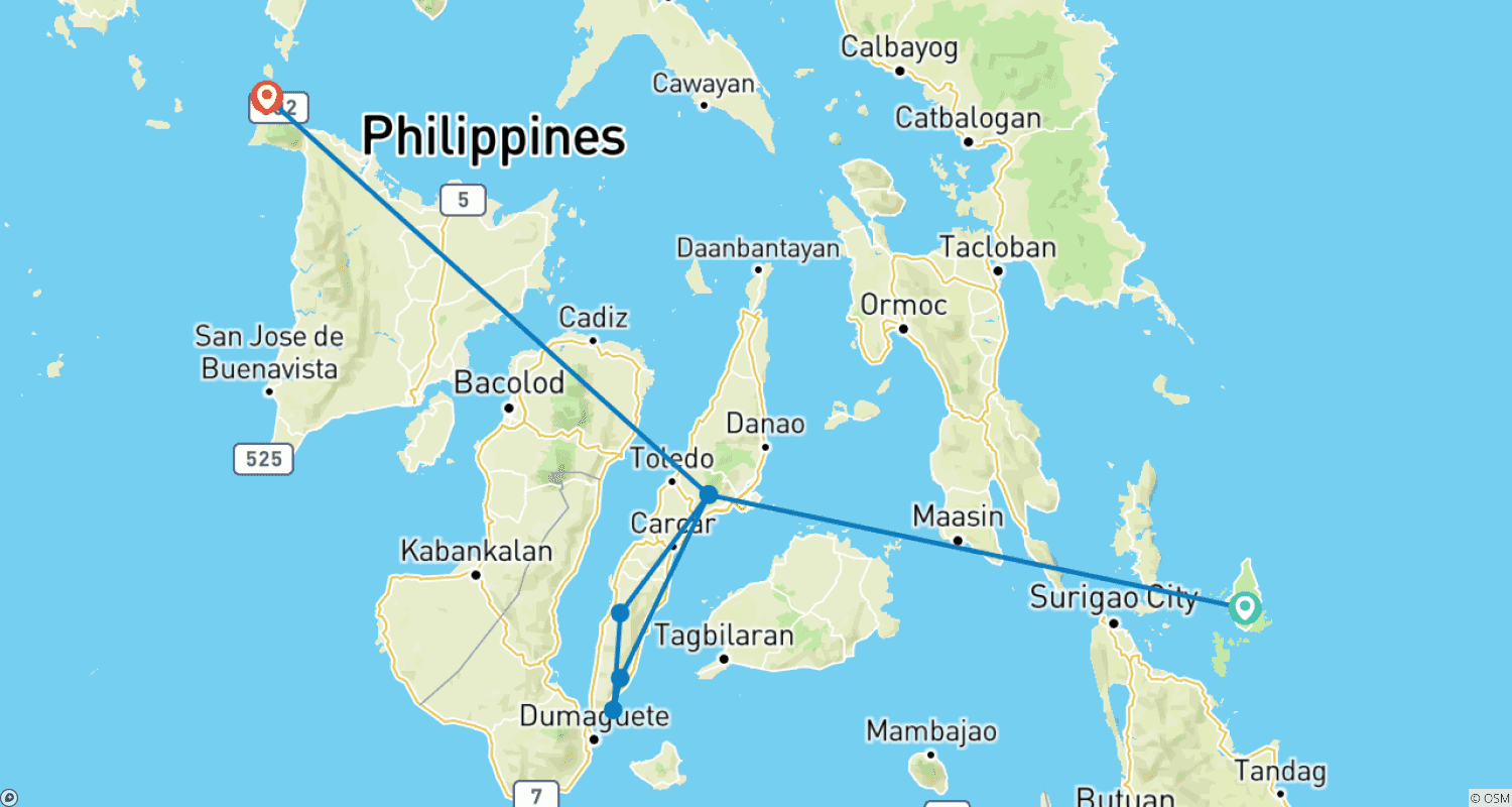 Mapa trasy: 11 Days Romatic Island Hopping (private guide & driver)