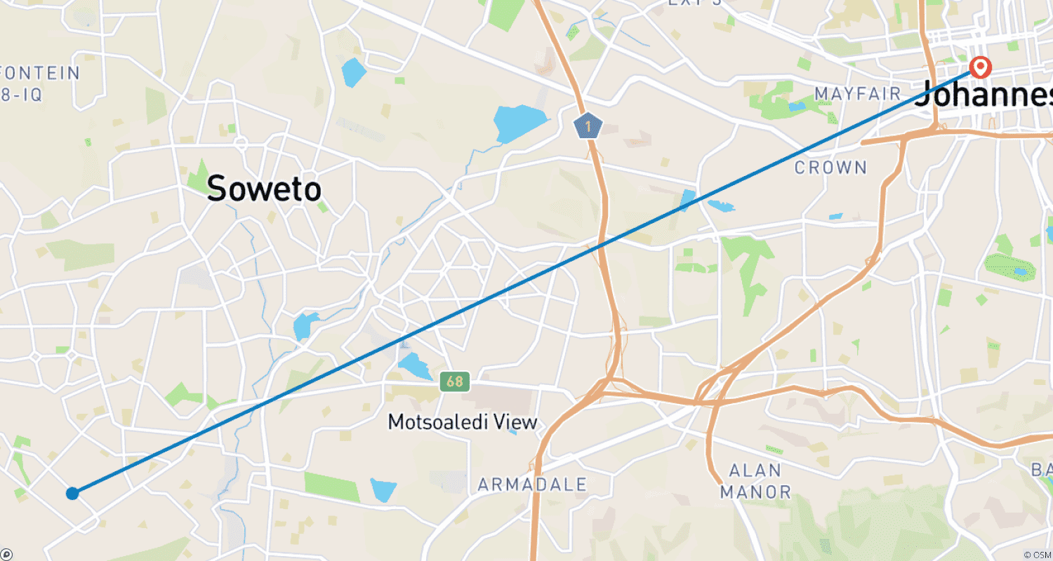 Mapa trasy: 1-Day Authentic Johannesburg Experience