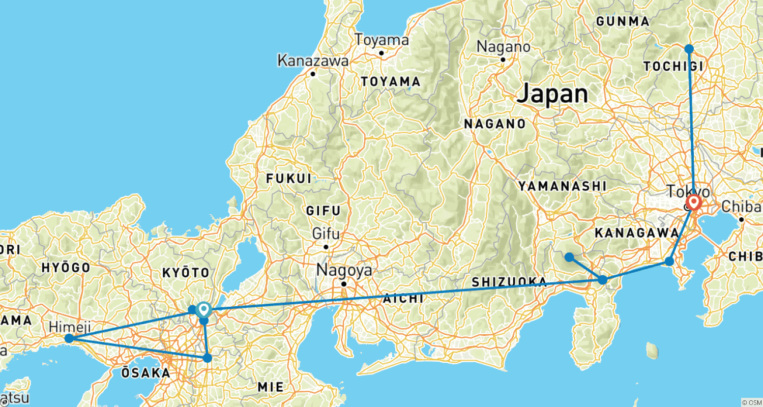 日本を知る旅のルートマップ