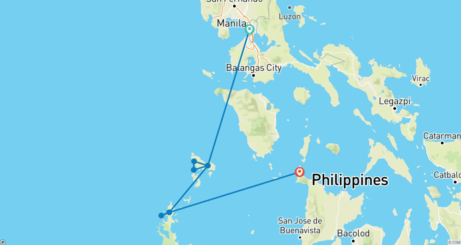 خريطة مسار 11 Days Escape Honeymoon to Philippines (private guide & driver）customizable
