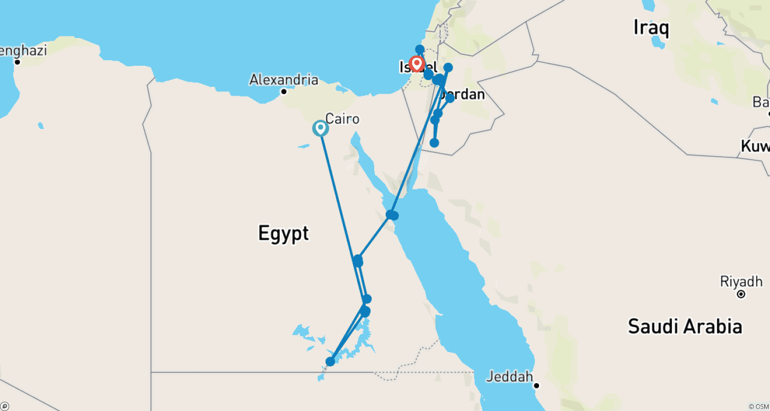 خريطة مسار مستكشف الفلوكة الاقتصادي، الأردن وإسرائيل - 18 يومًا