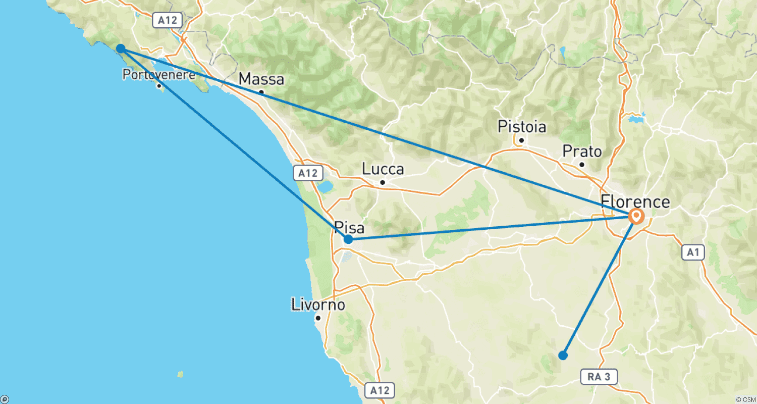 Mapa do percurso de Escape to Tuscany - 4 days