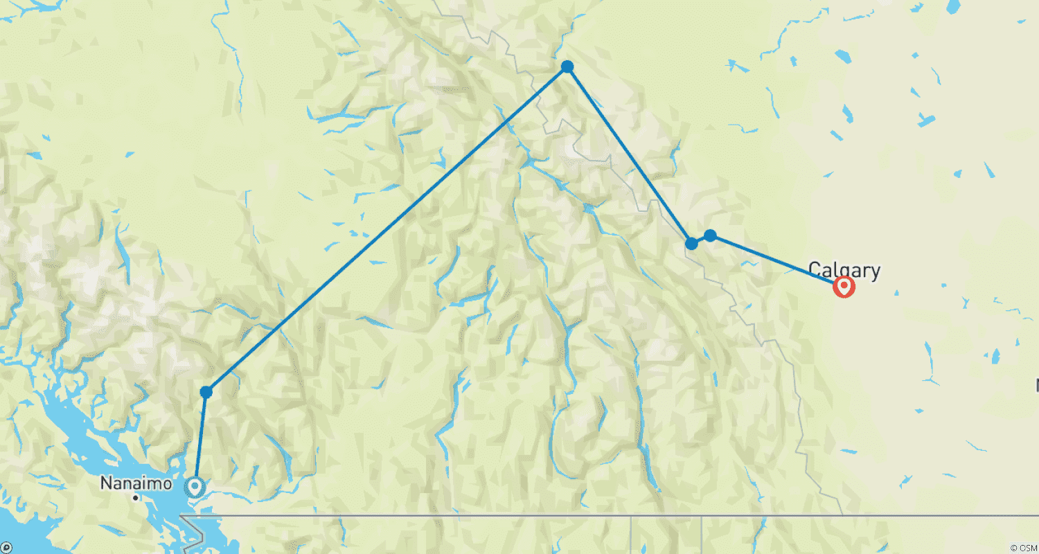 Mapa trasy: The Twelve Days of Christmas Vancouver → Calgary (2026)
