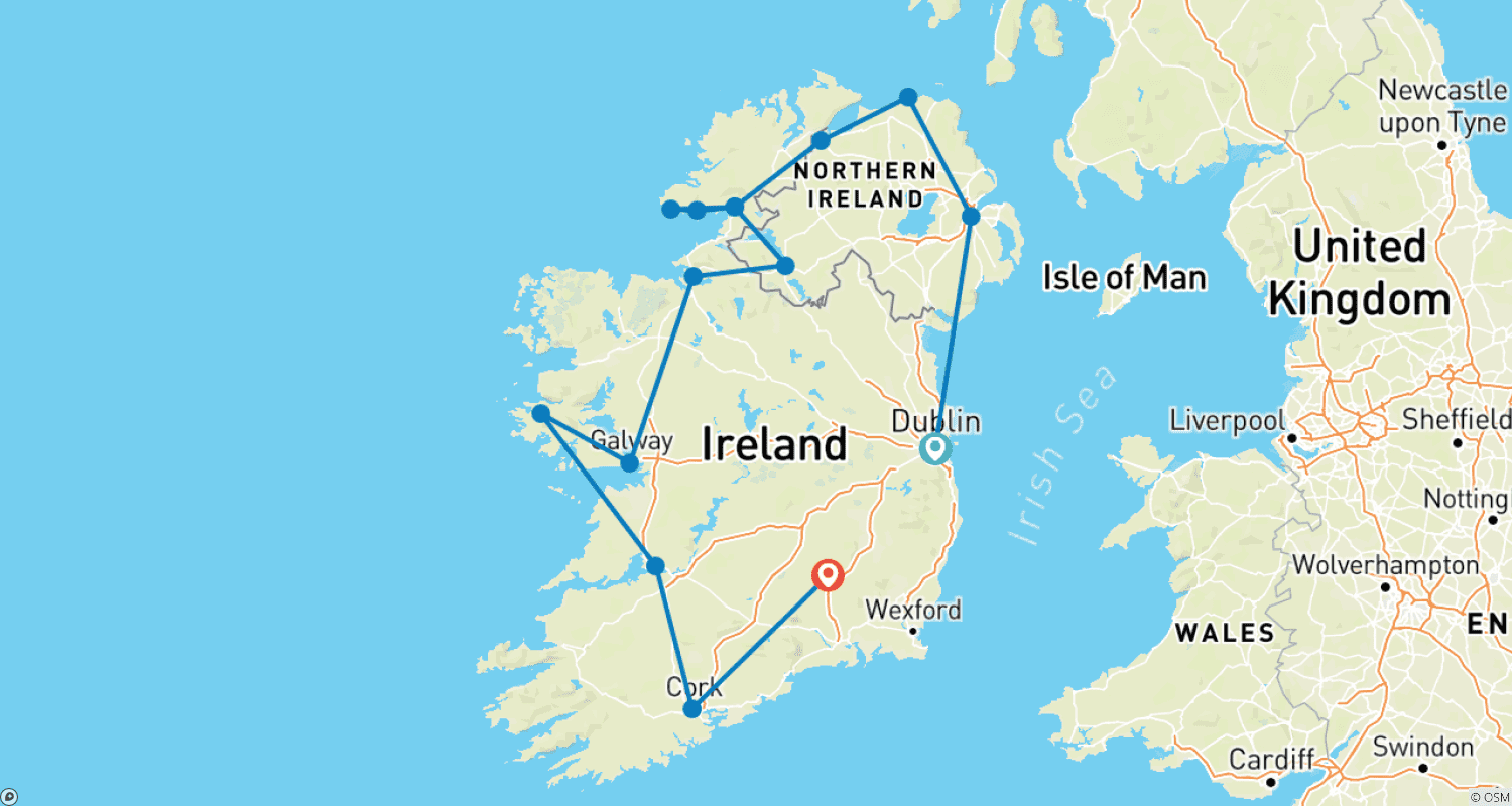 Mapa do percurso de O Melhor da Irlanda (Dublin a Kilkenny) (2026)