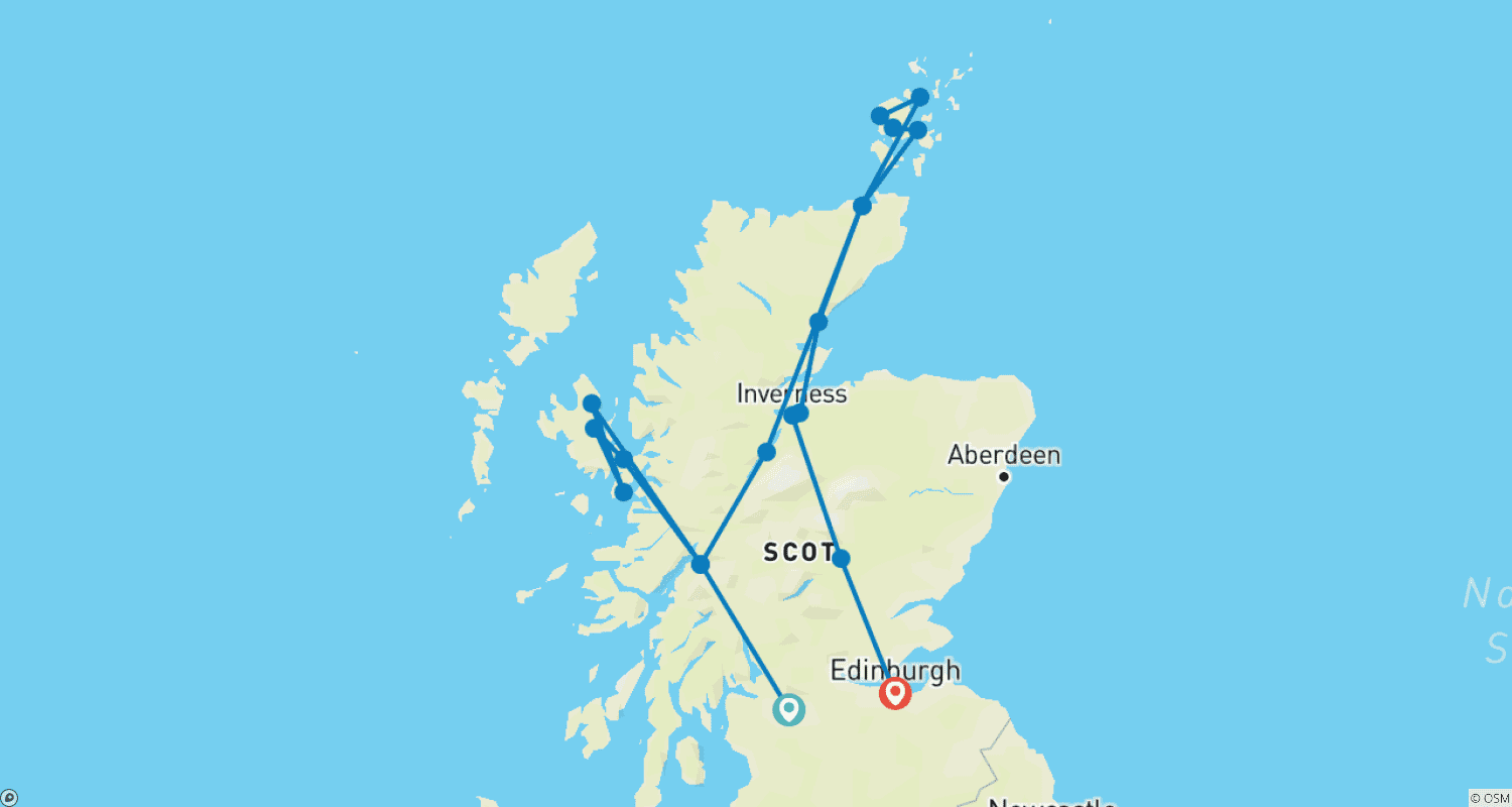 Mapa do percurso de Descubra a Escócia com o Royal Edinburgh Military Tattoo (De Glasgow a Edimburgo) (2026)