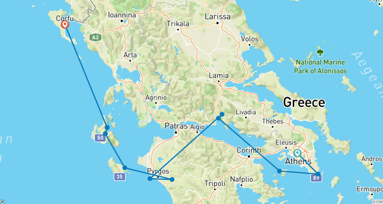 Mapa trasy: Corinthian Cruise 2026