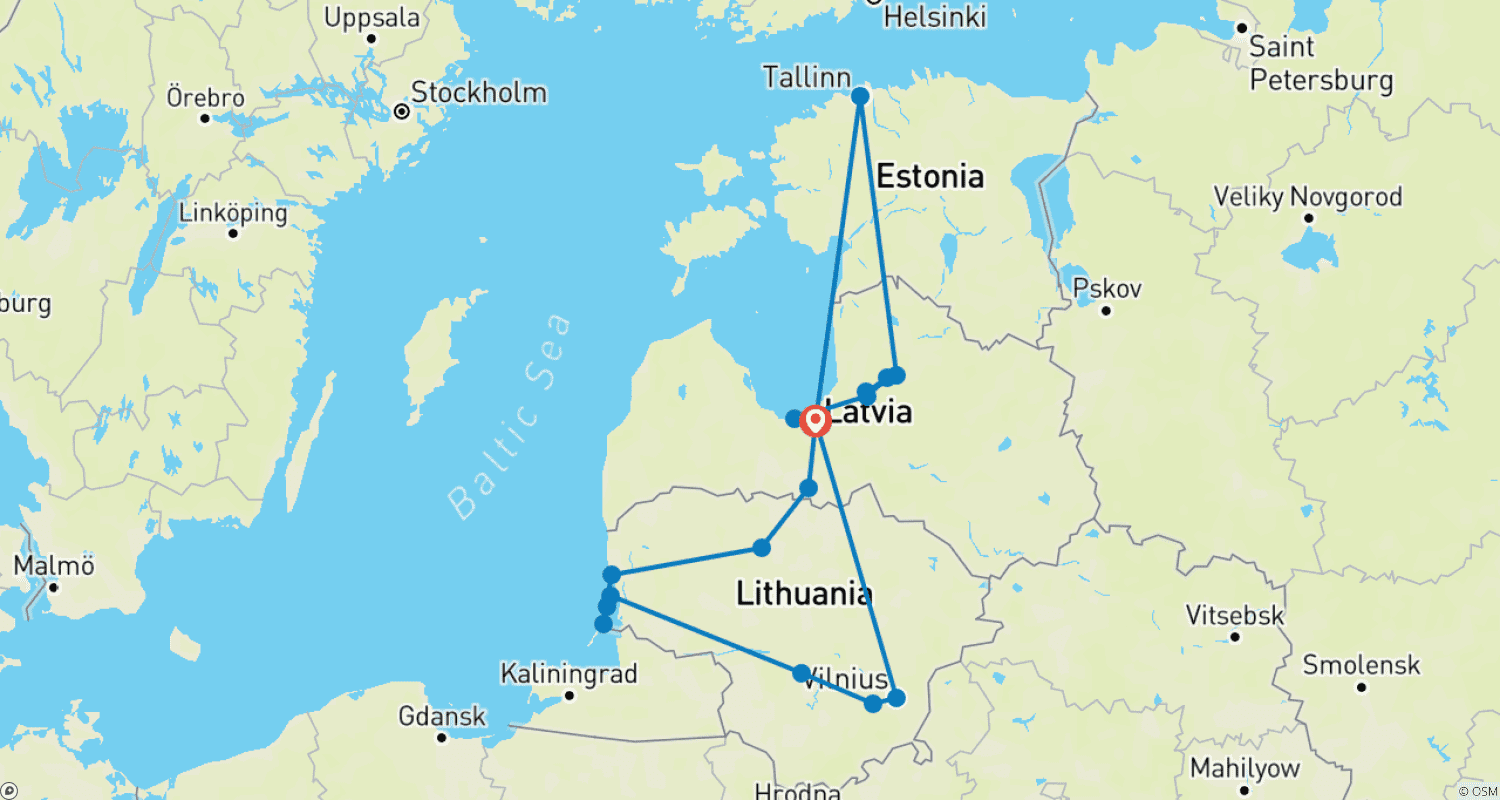 خريطة مسار Baltic Round Trip - 8 Days Through Riga, Vilnius and Tallinn