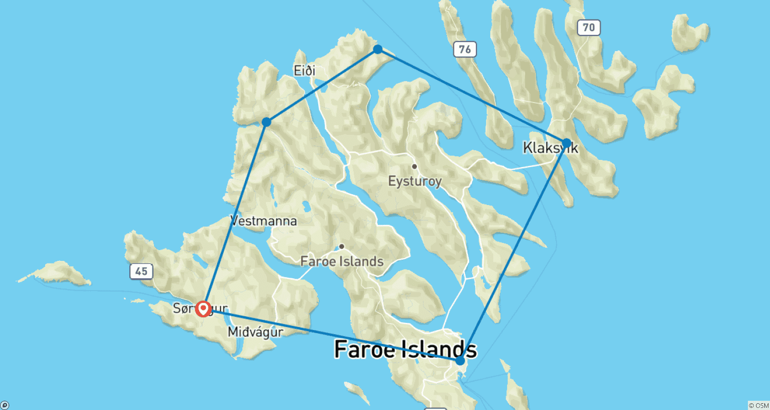 Mapa do percurso de Faroe Islands Self Drive - 6 days